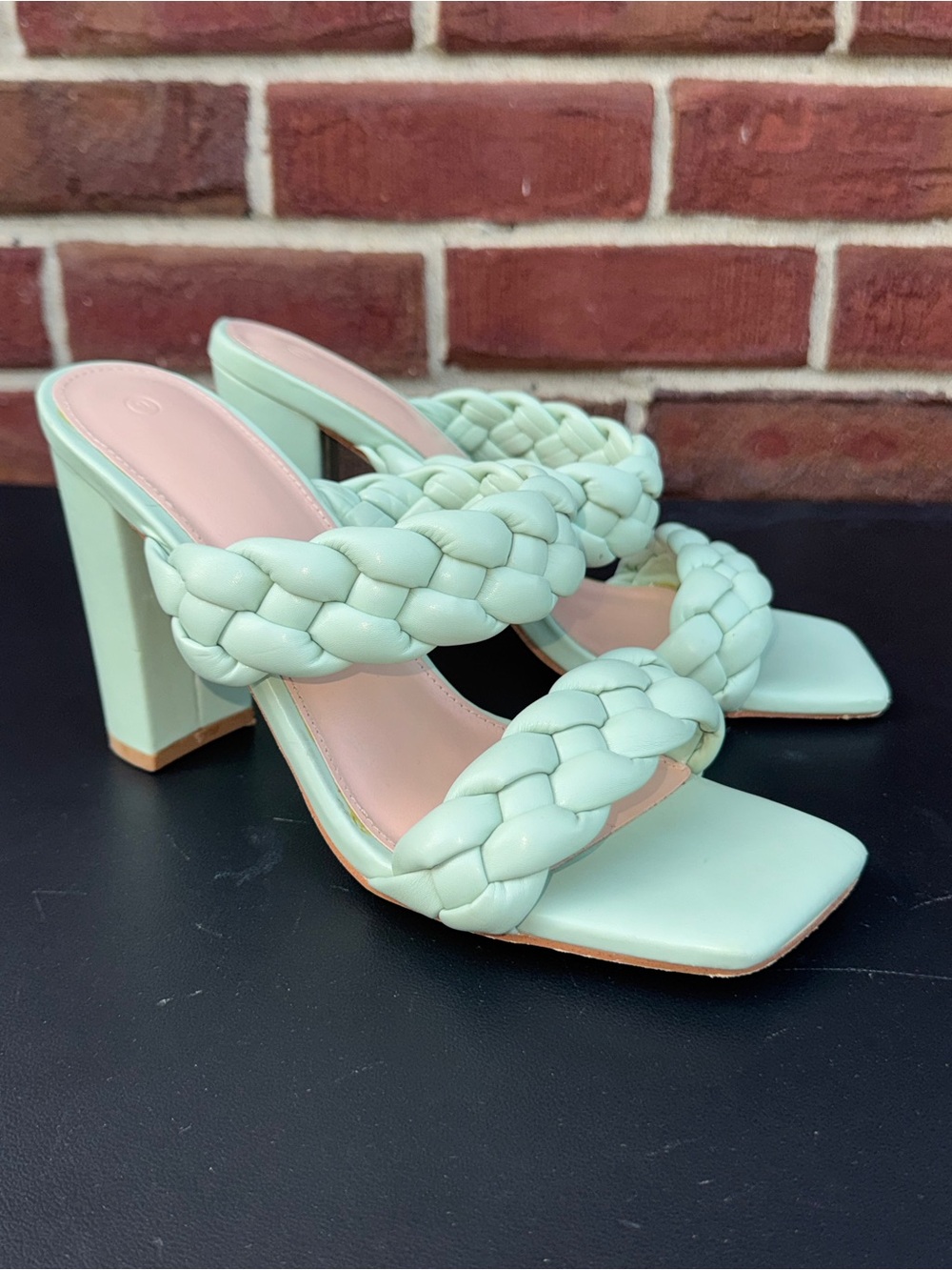 Braided Sandals Square Open Toe Backless Block Heel Strappy Casual